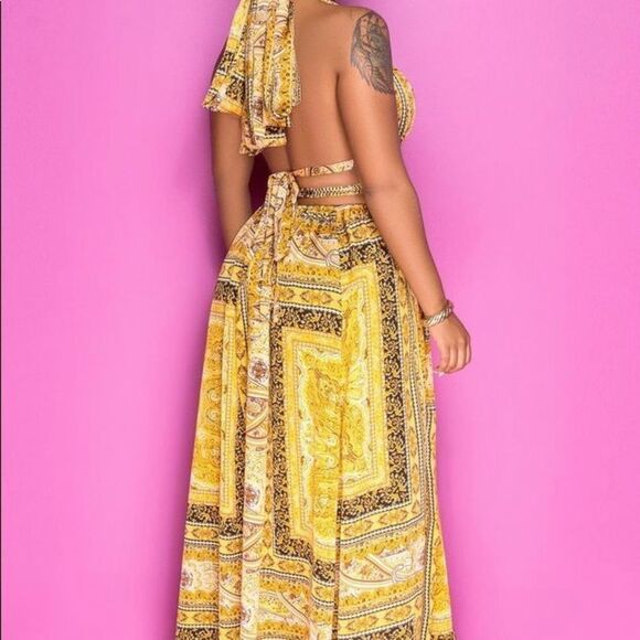 COPY - Gold Double Slit Vacation Maxi Dress - Picture 6 of 7